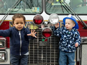 Kids on firetruck
